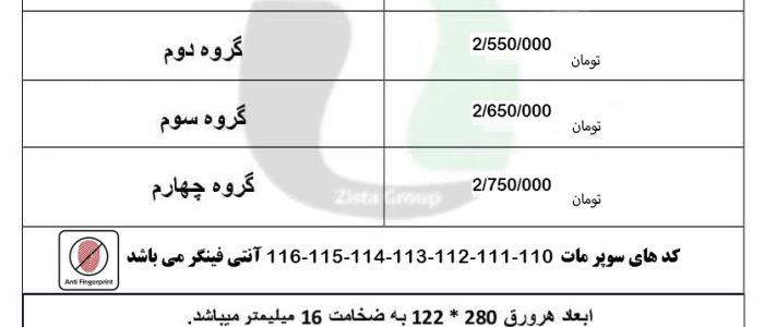لیست قیمت
